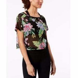 Material Girl Printed Mesh Active Crop Top